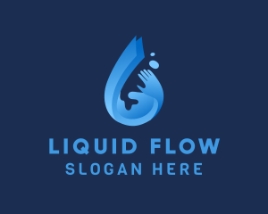 Water Droplet Hand  logo design