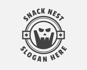 Skull Rock Hand Sign logo design