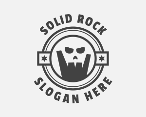 Skull Rock Hand Sign logo design