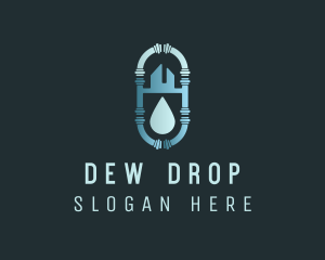 House Water Drop Pipe logo design