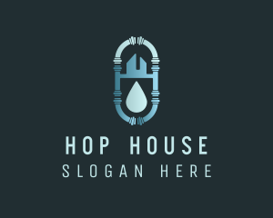 House Water Drop Pipe logo design