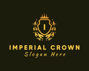 Gold Crown Shield logo design