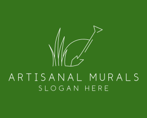 Landscape Garden Shovel Grass logo design