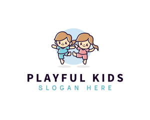 Kids Playful Jumping logo design