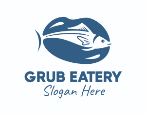 Blue Mackerel Fish logo design