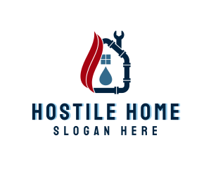 Water Droplet Home Plumbing logo design