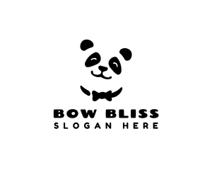 Panda Bow Tie Animal logo design