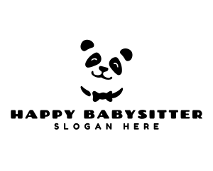 Panda Bow Tie Animal logo design