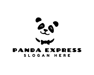 Panda Bow Tie Animal logo design