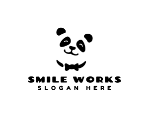 Panda Bow Tie Animal logo design