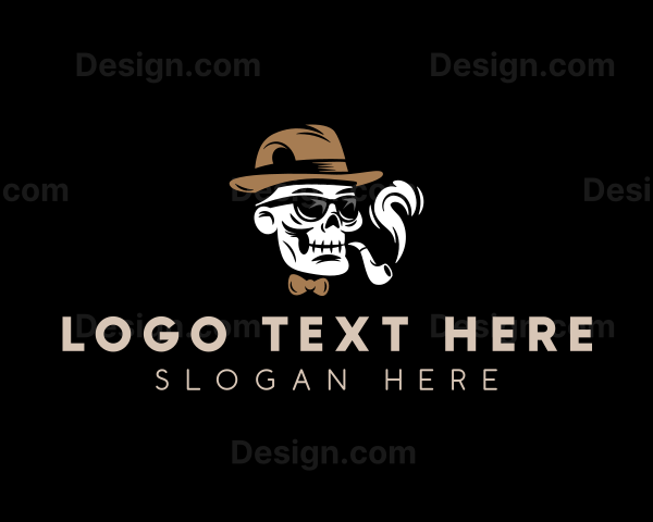 Skull Smoking Pipe Logo