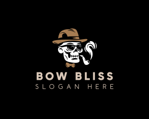 Skull Smoking Pipe logo design