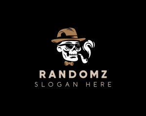 Skull Smoking Pipe logo design