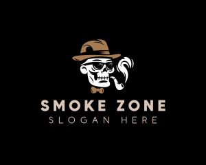 Skull Smoking Pipe logo design