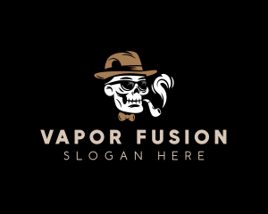 Skull Smoking Pipe logo design