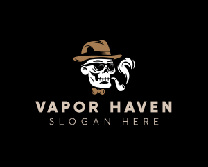 Skull Smoking Pipe logo design