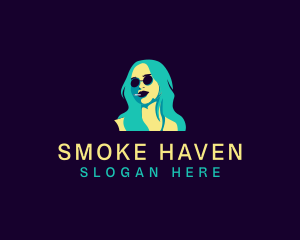 Woman Sunglasses Smoking logo design