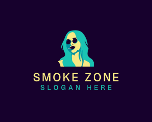 Woman Sunglasses Smoking logo design