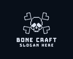 Pixel Skull Bones logo design