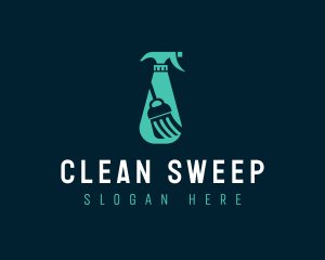 Spray Bottle Cleaning logo design