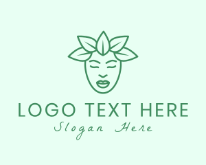 Woman Natural Face Leaves logo