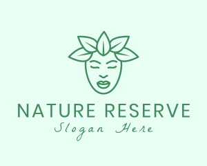 Woman Natural Face Leaves logo design