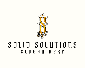 Gothic Medieval Letter S logo design