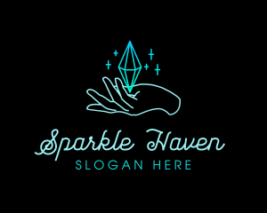 Hand Diamond Sparkle logo design