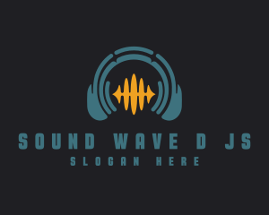 Headphone Music Wave logo design