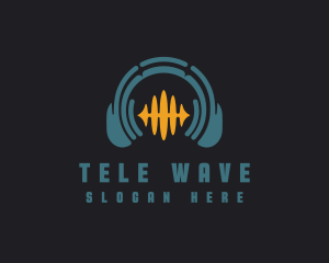 Headphone Music Wave logo design