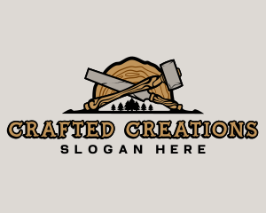 Woodwork Hammer Chisel logo design