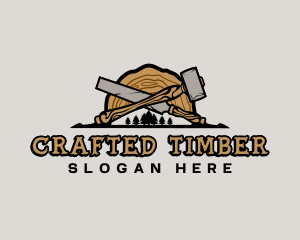 Woodwork Hammer Chisel logo design