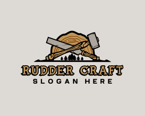 Woodwork Hammer Chisel logo design