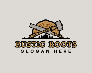 Woodwork Hammer Chisel logo design