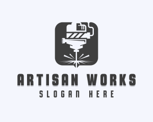 Laser Metalworks Machinist logo design