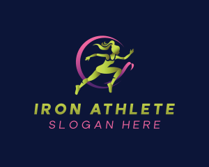 Girl Running Athlete logo design