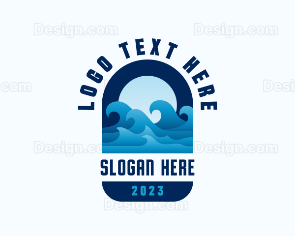 Beach Wave Surfing Logo