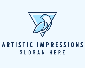 Minimalist Triangular Bird logo design