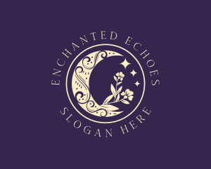 Floral Crescent Moon logo design