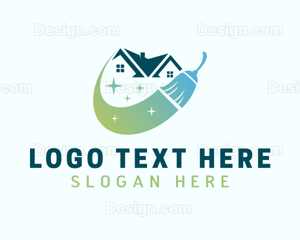 Gradient Broom Cleaning Logo