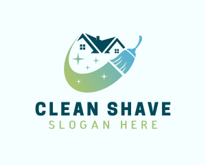 Gradient Broom Cleaning logo design