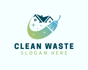 Gradient Broom Cleaning logo design