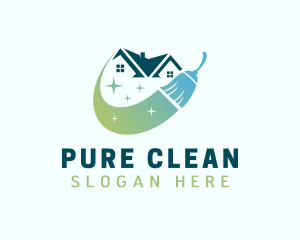 Gradient Broom Cleaning logo design