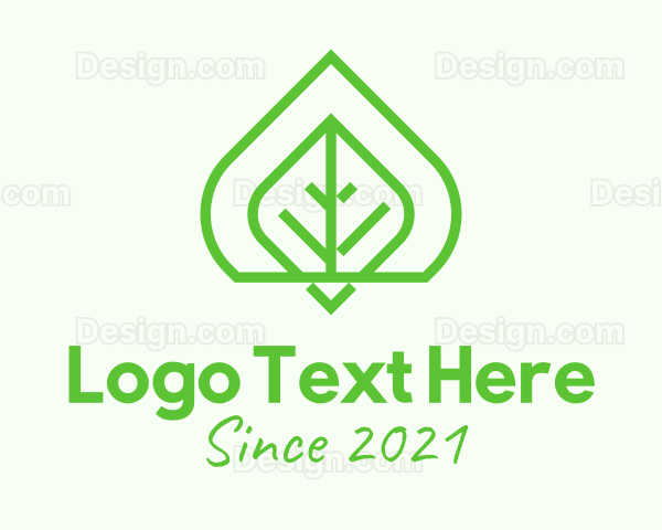 Green Leaf Line Art Logo