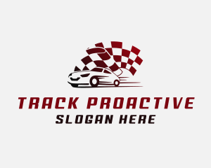 Car Auto Racing Flag  logo design