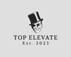 Silhouette Man Top Hat logo design