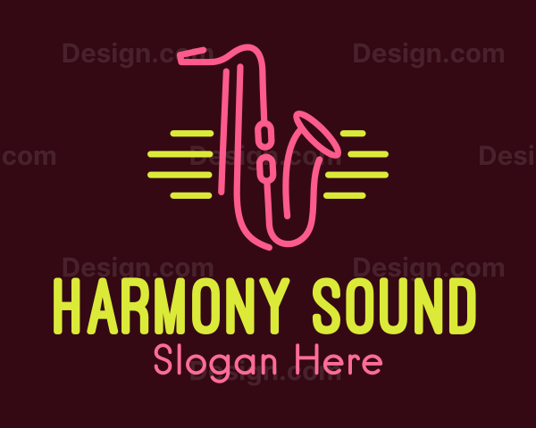Neon Saxophone Monoline Logo