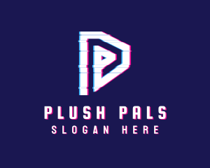 Glitch Letter P Play logo design