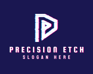 Glitch Letter P Play logo design