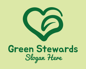 Green Leaf Heart  logo design